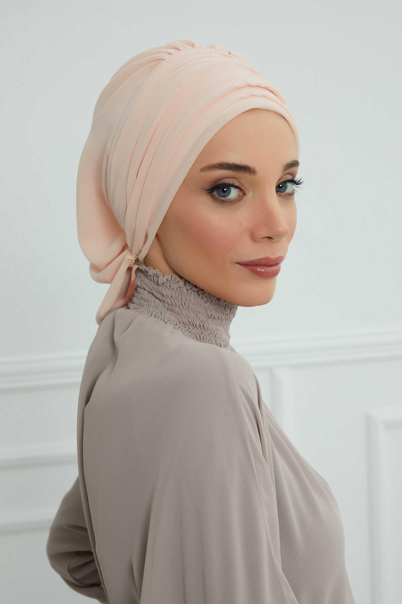 Instant Turban Chiffon Scarf Head Turbans For Women Headwear Stylish Elegant Design,HT-107 Beige