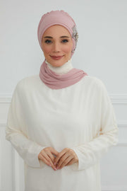 Instant Turban Chiffon Scarf Head Turbans with Gorgeous Unique Jewellery Stone Accessory For Women Headwear Stylish Elegant Design,HT-104 Powder