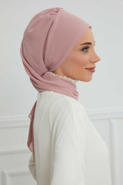 Instant Turban Chiffon Scarf Head Turbans with Gorgeous Unique Jewellery Stone Accessory For Women Headwear Stylish Elegant Design,HT-104 Powder