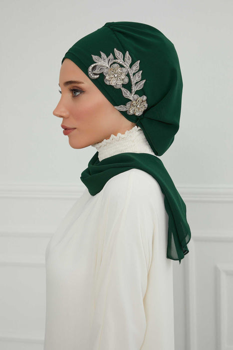 Instant Turban Chiffon Scarf Head Turbans with Gorgeous Unique Jewellery Stone Accessory For Women Headwear Stylish Elegant Design,HT-104
