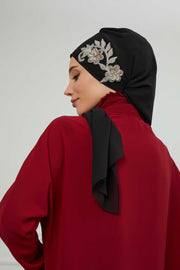 Instant Turban Chiffon Scarf Head Turbans with Gorgeous Unique Jewellery Stone Accessory For Women Headwear Stylish Elegant Design,HT-104 Black