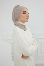 Instant Turban Chiffon Scarf Head Turbans with Gorgeous Unique Jewellery Stone Accessory For Women Headwear Stylish Elegant Design,HT-104 Mink