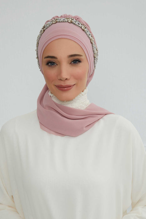 Instant Turban Chiffon Scarf Head Turbans with Unique Accessory For Women Headwear Stylish Elegant Design,HT-101