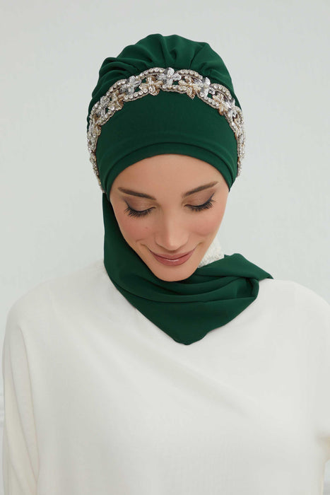 Instant Turban Chiffon Scarf Head Turbans with Unique Accessory For Women Headwear Stylish Elegant Design,HT-101