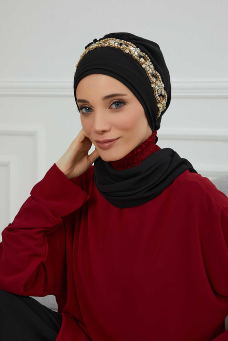 Instant Turban Chiffon Scarf Head Turbans with Unique Accessory For Women Headwear Stylish Elegant Design,HT-101