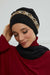Instant Turban Chiffon Scarf Head Turbans with Unique Accessory For Women Headwear Stylish Elegant Design,HT-101 Black-Gold