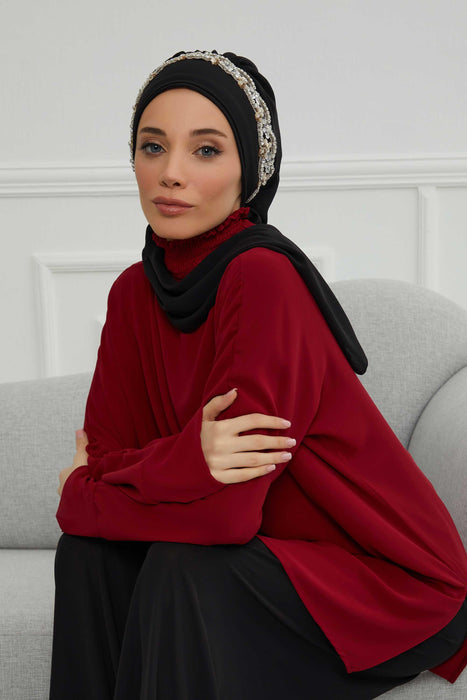 Instant Turban Chiffon Scarf Head Turbans with Unique Accessory For Women Headwear Stylish Elegant Design,HT-101