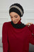 Instant Turban Chiffon Scarf Head Turbans with Unique Accessory For Women Headwear Stylish Elegant Design,HT-101 Black-Silver