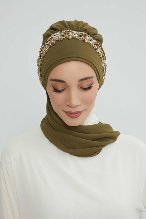 Instant Turban Chiffon Scarf Head Turbans with Unique Accessory For Women Headwear Stylish Elegant Design,HT-101