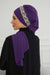 Instant Turban Chiffon Scarf Head Turbans with Unique Accessory For Women Headwear Stylish Elegant Design,HT-101 Purple-Silver