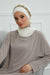 Instant Turban Chiffon Scarf Head Turbans with Unique Accessory For Women Headwear Stylish Elegant Design,HT-101 Ivory-Gold