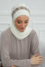 Instant Turban Chiffon Scarf Head Turbans with Unique Accessory For Women Headwear Stylish Elegant Design,HT-101 Ivory-Silver