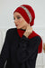 Instant Turban Chiffon Scarf Head Turbans with Unique Accessory For Women Headwear Stylish Elegant Design,HT-101 Red-Silver