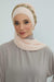 Instant Turban Chiffon Scarf Head Turbans with Unique Accessory For Women Headwear Stylish Elegant Design,HT-101 Beige-Gold