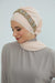 Instant Turban Chiffon Scarf Head Turbans with Unique Accessory For Women Headwear Stylish Elegant Design,HT-101 Beige-Gold