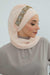 Instant Turban Chiffon Scarf Head Turbans with Unique Accessory For Women Headwear Stylish Elegant Design,HT-101 Beige-Gold