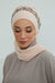 Instant Turban Chiffon Scarf Head Turbans with Unique Accessory For Women Headwear Stylish Elegant Design,HT-101 Beige-Silver