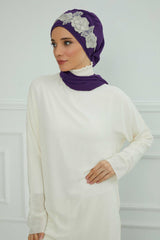 Instant Turban Chiffon Scarf Head Turbans with Unique Flower Accessory For Women Headwear Stylish Elegant Design,HT-103