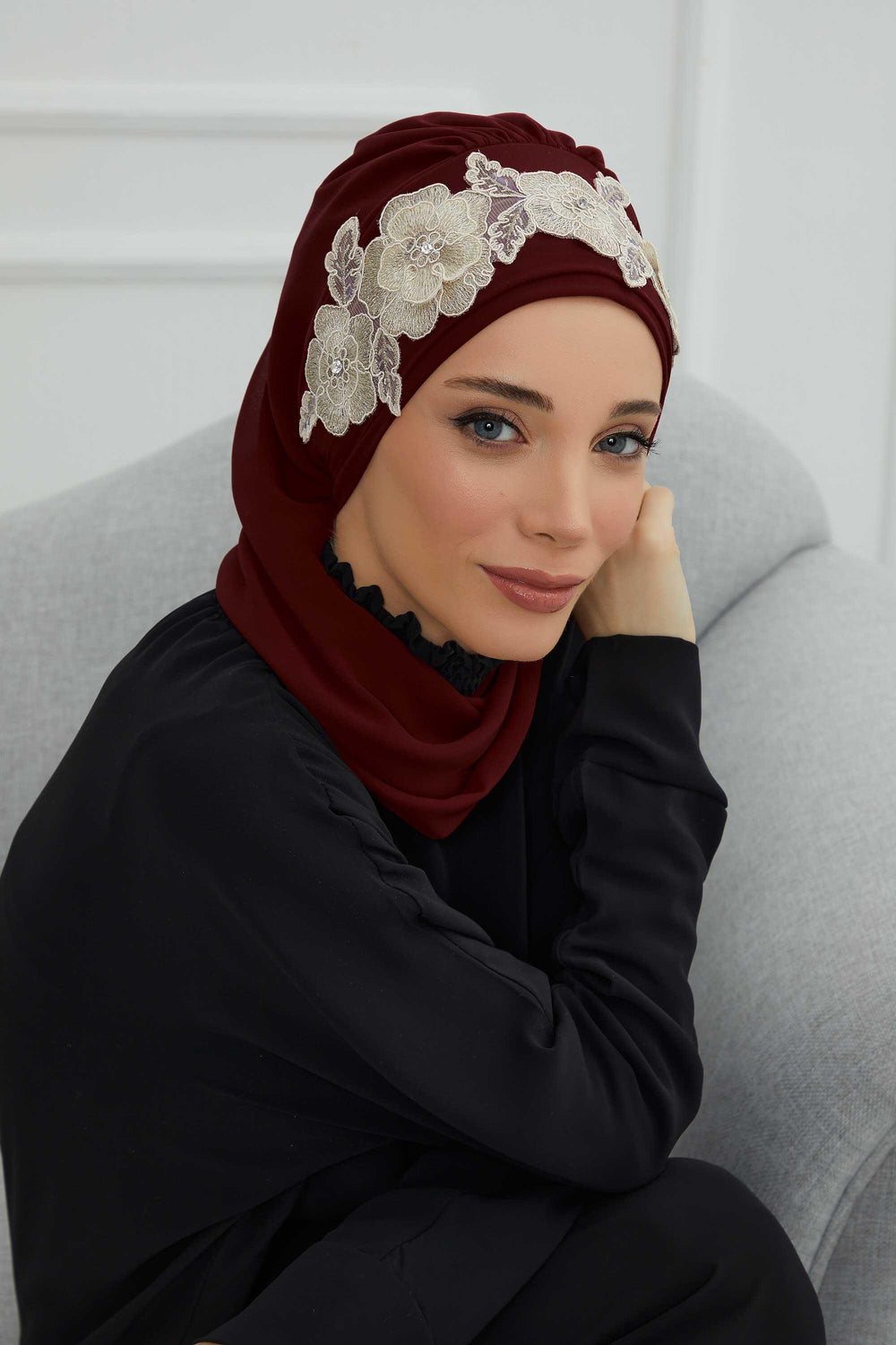 Instant Turban Chiffon Scarf Head Turbans with Unique Flower Accessory For Women Headwear Stylish Elegant Design,HT-103