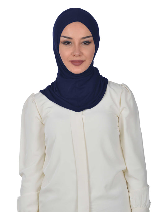 Elegant Full Head and Neck Hijab Cover, Instant Turban Inner Bonnet Head Wear, Lightweight Ninja Cap Head Wrap, Ramadan Muslim Gift,TB-1 Navy Blue