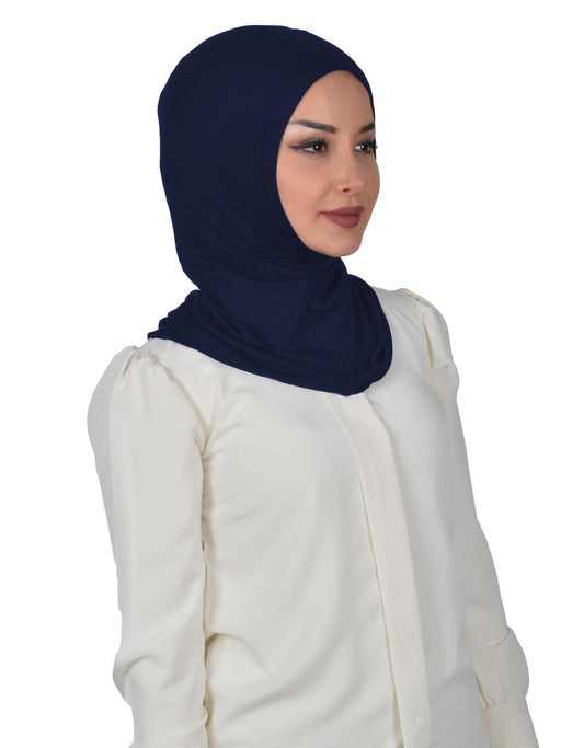 Elegant Full Head and Neck Hijab Cover, Instant Turban Inner Bonnet Head Wear, Lightweight Ninja Cap Head Wrap, Ramadan Muslim Gift,TB-1 Navy Blue