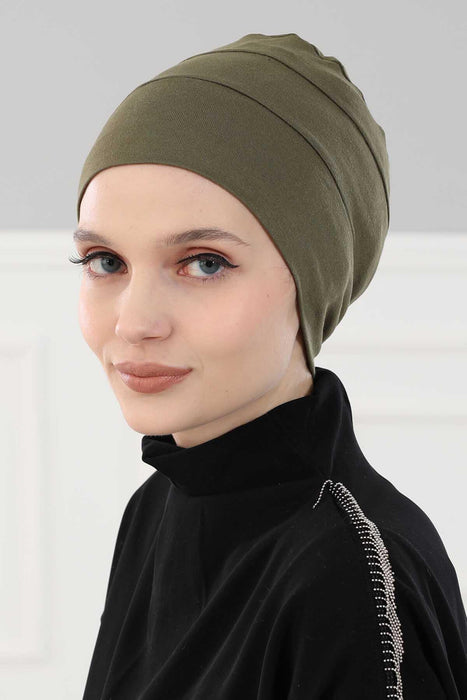 Instant Turban Cotton Head Wrap Lightweight Cancer Cap Chemo Headwear Plain Bonnet Cap,B-35