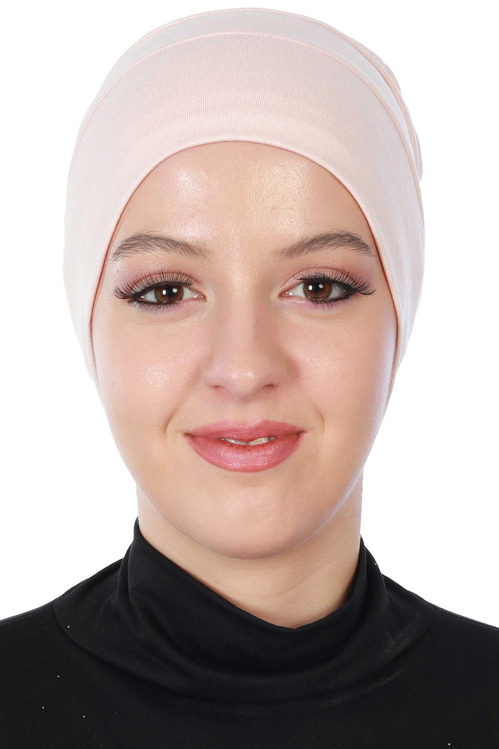 Tight Instant Turban Beanie Cap, Cotton Turban Beret for Women, Flexible and Tight Headwrap, Turban Head Covering for Cancer Patients,B-35 Powder