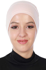 Tight Instant Turban Beanie Cap, Cotton Turban Beret for Women, Flexible and Tight Headwrap, Turban Head Covering for Cancer Patients,B-35 Powder