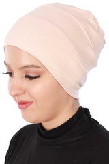 Tight Instant Turban Beanie Cap, Cotton Turban Beret for Women, Flexible and Tight Headwrap, Turban Head Covering for Cancer Patients,B-35 Powder