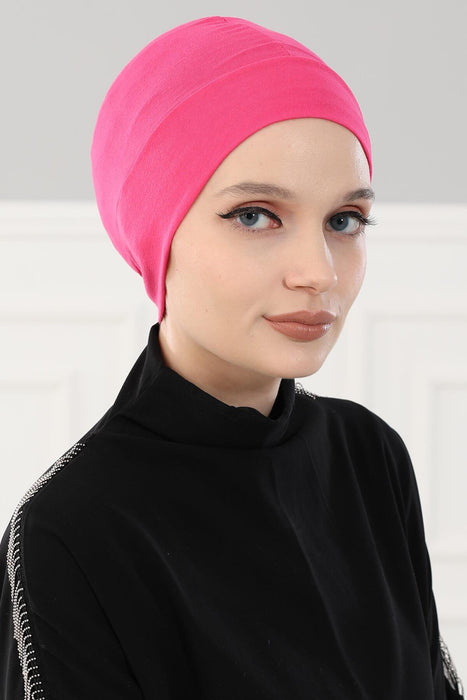 Super Tight Cotton Inner Bonnet Cap, High Quality Easy Wrap Instant Underneath Bonnet for Women, Flexible 95% Cotton Chemo Headwear Cap,B-37