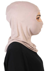 Full-Coverage Instant Turban Face Mask, Easy to Wear Inner Bonnet Ninja Cap, Balaclava Wind-Resistant Face Mask Muslim Head Cover Gift,TB-2 Mink