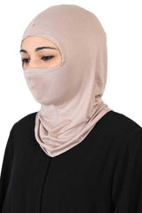 Full-Coverage Instant Turban Face Mask, Easy to Wear Inner Bonnet Ninja Cap, Balaclava Wind-Resistant Face Mask Muslim Head Cover Gift,TB-2 Mink