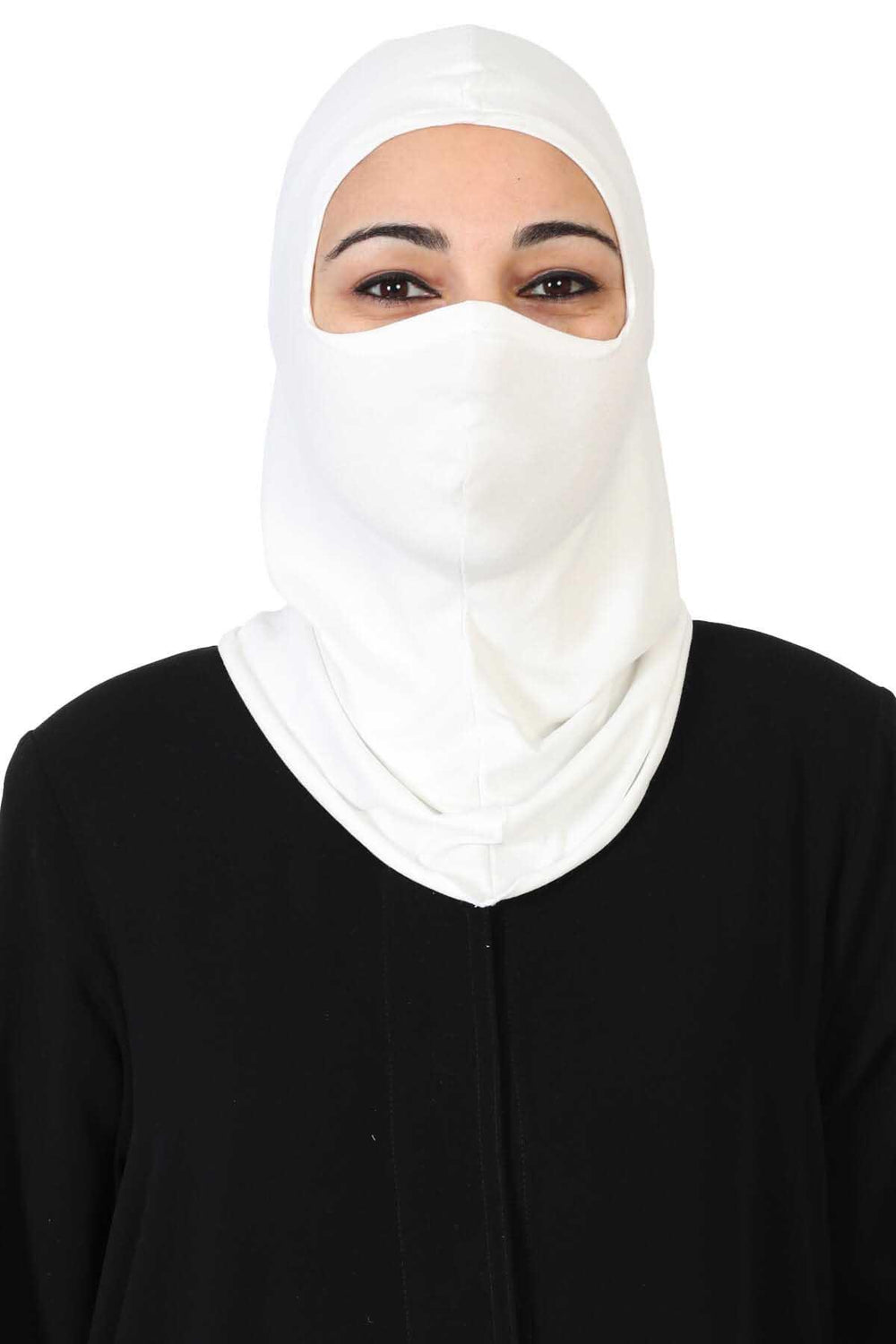 Full-Coverage Instant Turban Face Mask, Easy to Wear Inner Bonnet Ninja Cap, Balaclava Wind-Resistant Face Mask Muslim Head Cover Gift,TB-2 Ivory