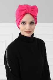 Plain Cotton Instant Turban with a Removable Big Bowtie, Chic Bonnnet Scarf Head Wrap for Women, Comfortable and Stylish Chemo Headwear,B-27 Navy Blue