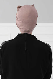 Plain Cotton Instant Turban with a Removable Big Bowtie, Chic Bonnnet Scarf Head Wrap for Women, Comfortable and Stylish Chemo Headwear,B-27 Mink
