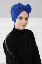 Plain Cotton Instant Turban with a Removable Big Bowtie, Chic Bonnnet Scarf Head Wrap for Women, Comfortable and Stylish Chemo Headwear,B-27 Sand Brown