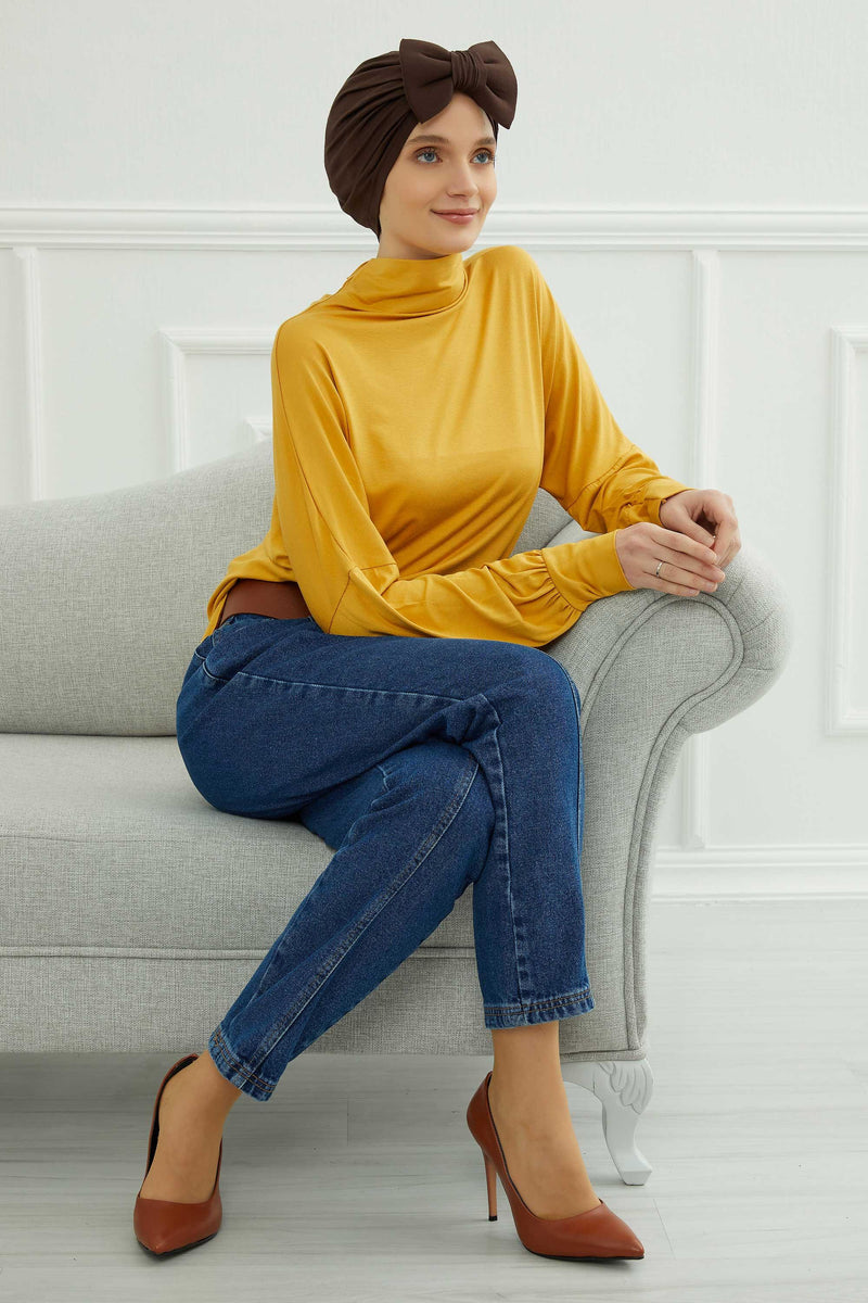 Plain Cotton Instant Turban with a Removable Big Bowtie, Chic Bonnnet Scarf Head Wrap for Women, Comfortable and Stylish Chemo Headwear,B-27 Sand Brown