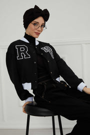 Plain Cotton Instant Turban with a Removable Big Bowtie, Chic Bonnnet Scarf Head Wrap for Women, Comfortable and Stylish Chemo Headwear,B-27 Black