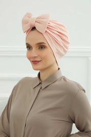 Plain Cotton Instant Turban with a Removable Big Bowtie, Chic Bonnnet Scarf Head Wrap for Women, Comfortable and Stylish Chemo Headwear,B-27 Black