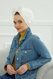 Plain Cotton Instant Turban with a Removable Big Bowtie, Chic Bonnnet Scarf Head Wrap for Women, Comfortable and Stylish Chemo Headwear,B-27 Black