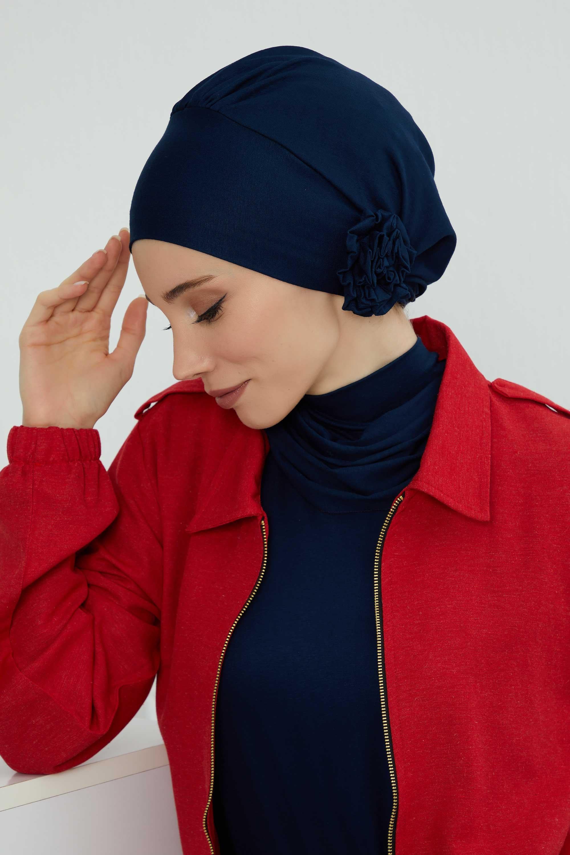 Instant Turban Cotton Scarf Head Turbans For Women Headwear Stylish Elegant Design,HT-81 Navy Blue
