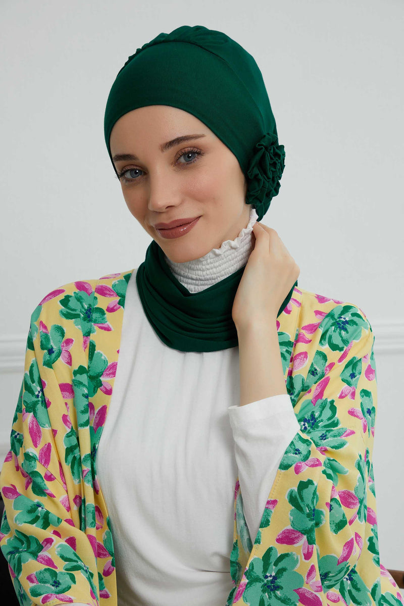 Instant Turban Cotton Scarf Head Turbans For Women Headwear Stylish Elegant Design,HT-81 Green