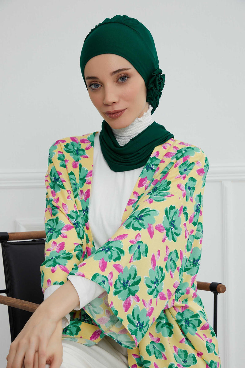 Instant Turban Cotton Scarf Head Turbans For Women Headwear Stylish Elegant Design,HT-81 Green
