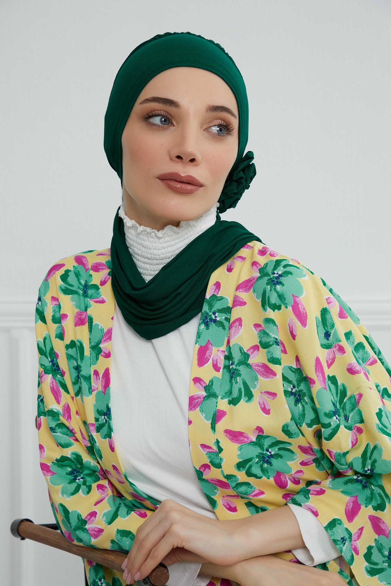 Instant Turban Cotton Scarf Head Turbans For Women Headwear Stylish Elegant Design,HT-81 Green