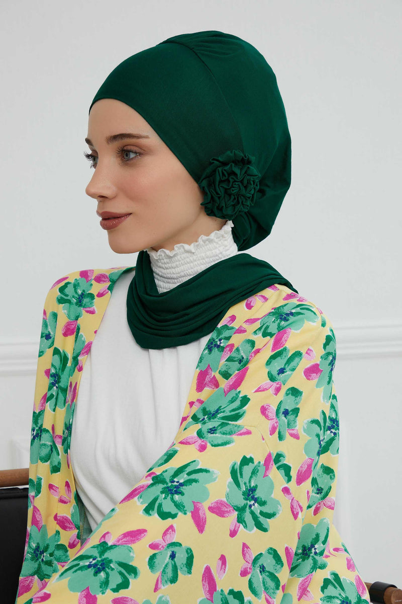 Instant Turban Cotton Scarf Head Turbans For Women Headwear Stylish Elegant Design,HT-81 Green