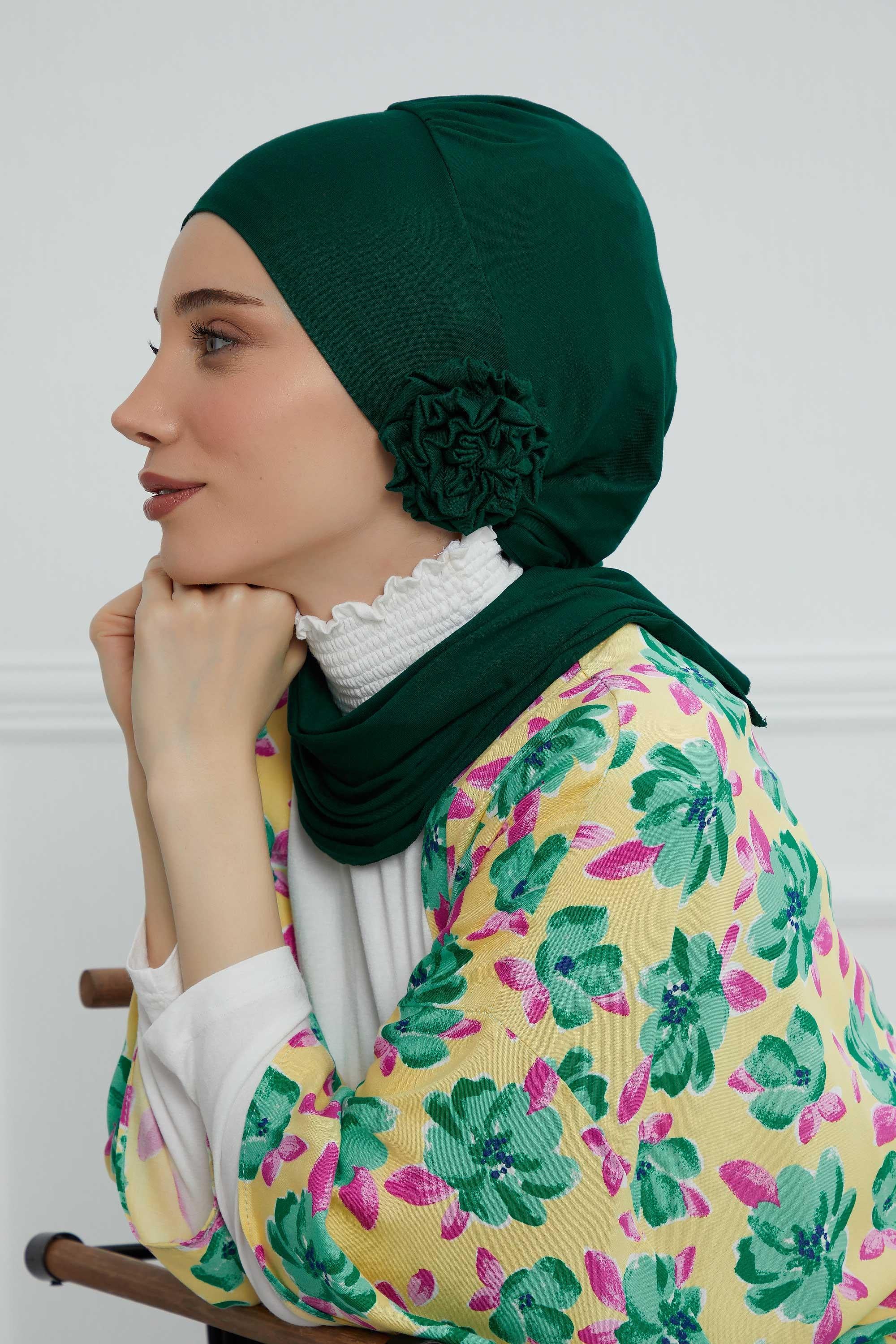 Instant Turban Cotton Scarf Head Turbans For Women Headwear Stylish Elegant Design,HT-81 Green