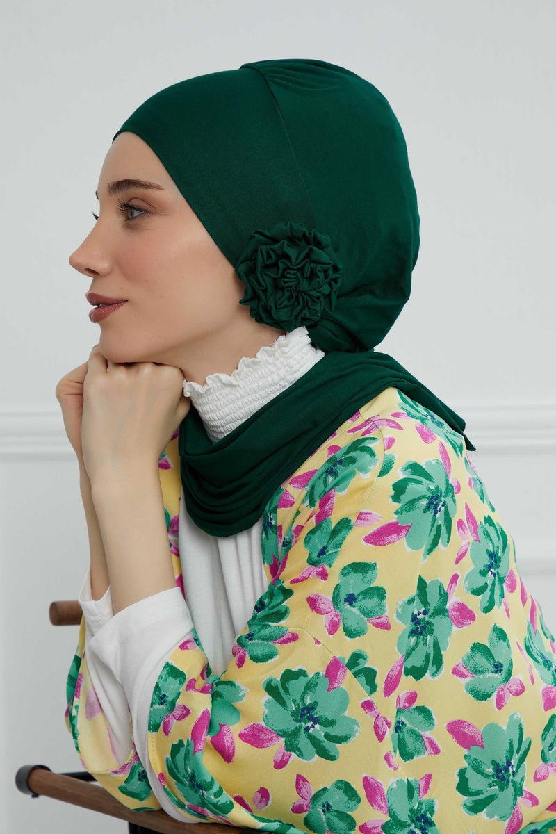 Instant Turban Cotton Scarf Head Turbans For Women Headwear Stylish Elegant Design,HT-81 Green