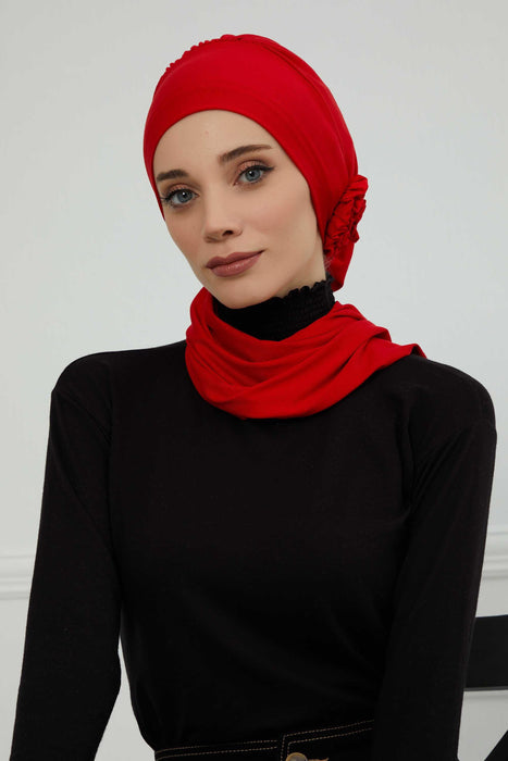 عمامة فورية من القطن وشاح الرأس للنساء أغطية الرأس بتصميم أنيق وأنيق، HT-81