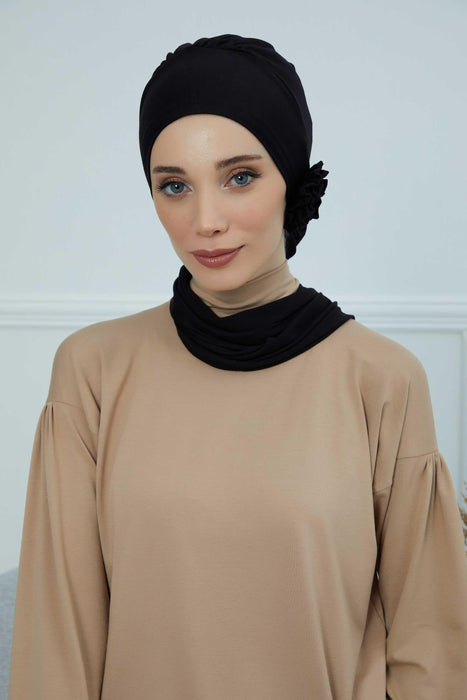 عمامة فورية من القطن وشاح الرأس للنساء أغطية الرأس بتصميم أنيق وأنيق، HT-81