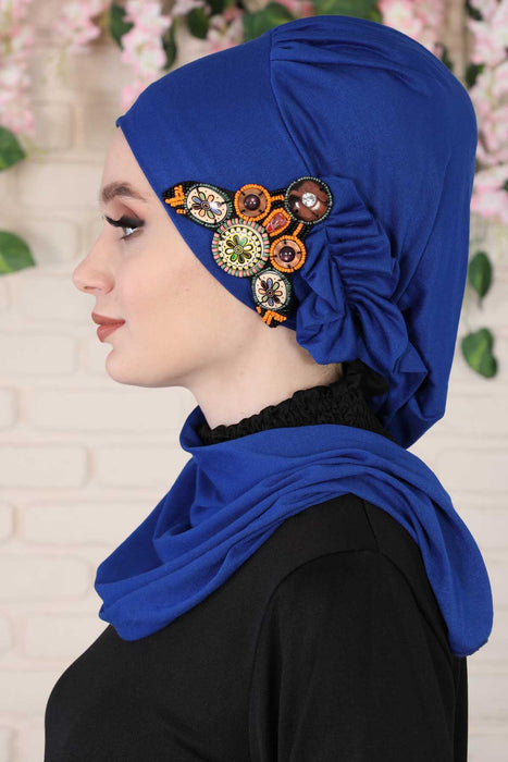 Instant Turban Cotton Scarf Head Turbans with Unique Accessories For Women Headwear Stylish Elegant Design,HT-74